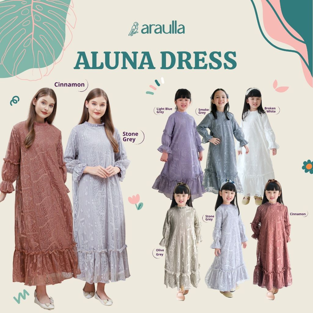 Araulla - ALUNA Brokat Anak dan Ibu Perempuan | Dress Brokat Lace anak Perempuan | Keundangan Umur 1