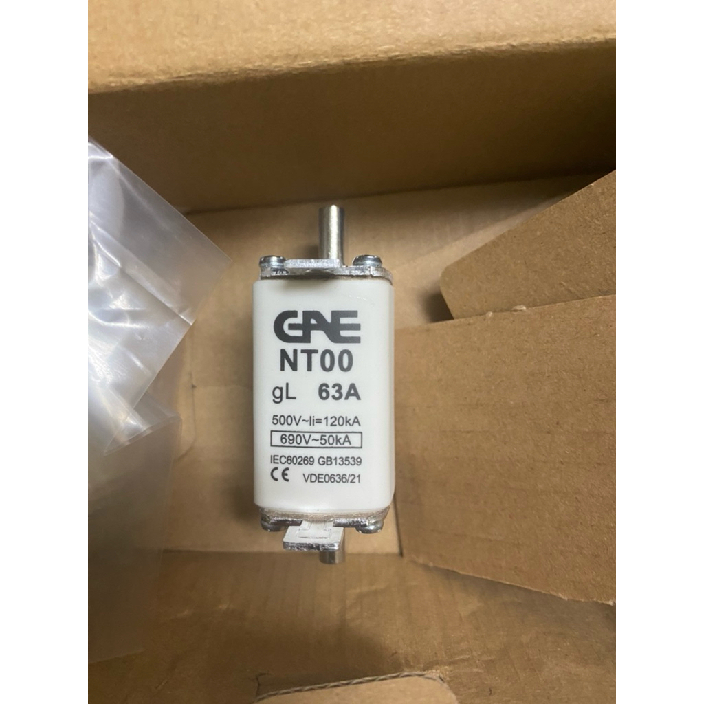 FUSE NH00 63A 500V FUSE GAE NT00 63A 500V FUSE NH00 63A GAE ORIGINAL FUSE NT 00 63A 500V FUSE NH 00 
