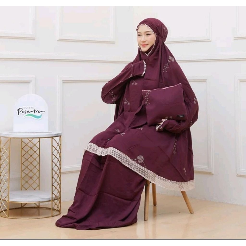 mukena potongan berlengan bordir/mukena potongan rayon twill