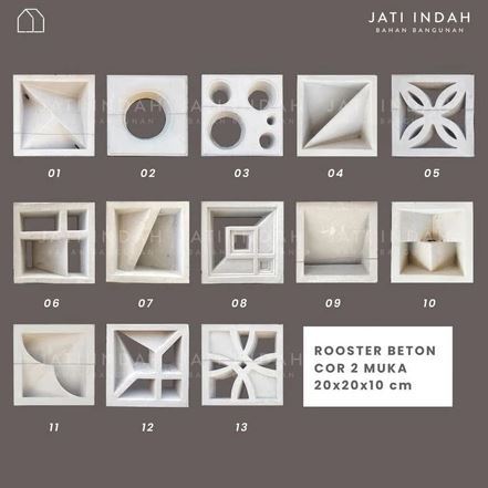 (Allthebest)Roster 20x20 cm Beton Halus 2 Muka Berbagai Motif | Lubang Angin Estetik | Loster Rooste