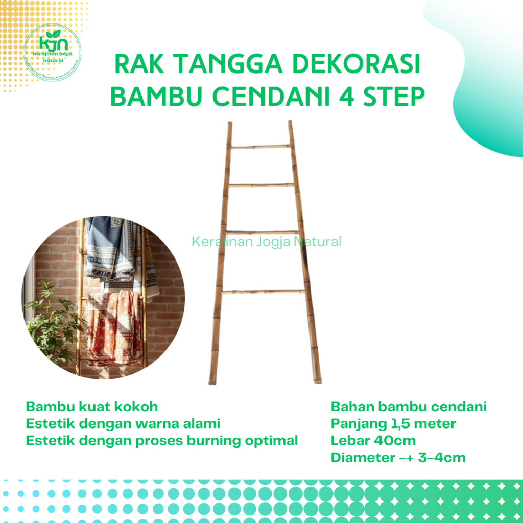 Ladder Hanger Tangga Bambu Cendani Rak Model Tangga Tanpa Perlu Rakit Tangga Dekoratif Antik Estetik