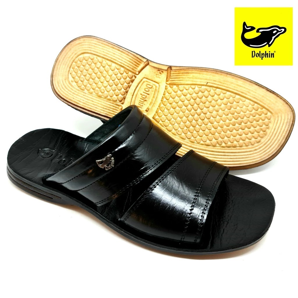 Dolphin Sandal Slide Pria Kulit Asli "D-05" Classic Series / Sandal Dolphin Pria Original