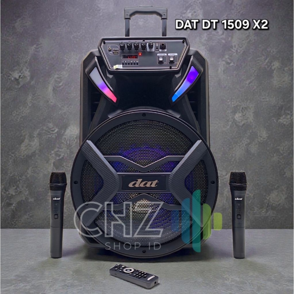 Speaker Portable DAT DT-1509 X2 Double Power 15 Inch Speaker Bluetooth Trolley DAT DT1509 X2 Origina