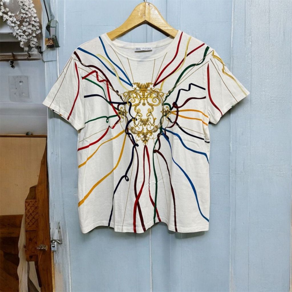 ZARA Tee Retro Crystal Embellishment Tiedye | Kaos vintage zara