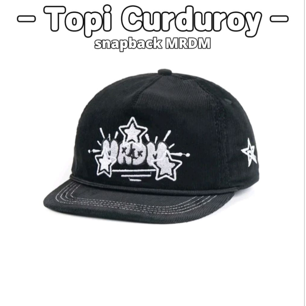 Topi Curduroy Snapback hitam Topi anak Kalcer Topi skena Topi pria kece
