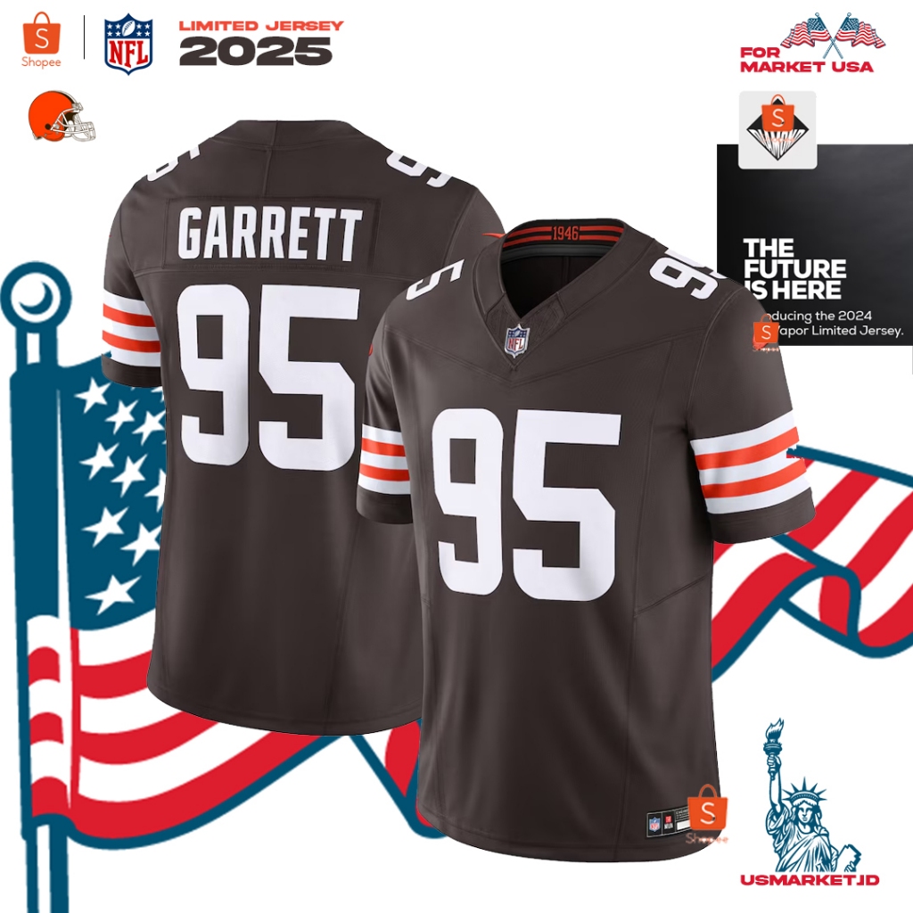 Kaos Jersey Football NFL Men's Cleveland Browns Myles Garrett Nike Brown Vapor F.U.S.E. Limited Jers