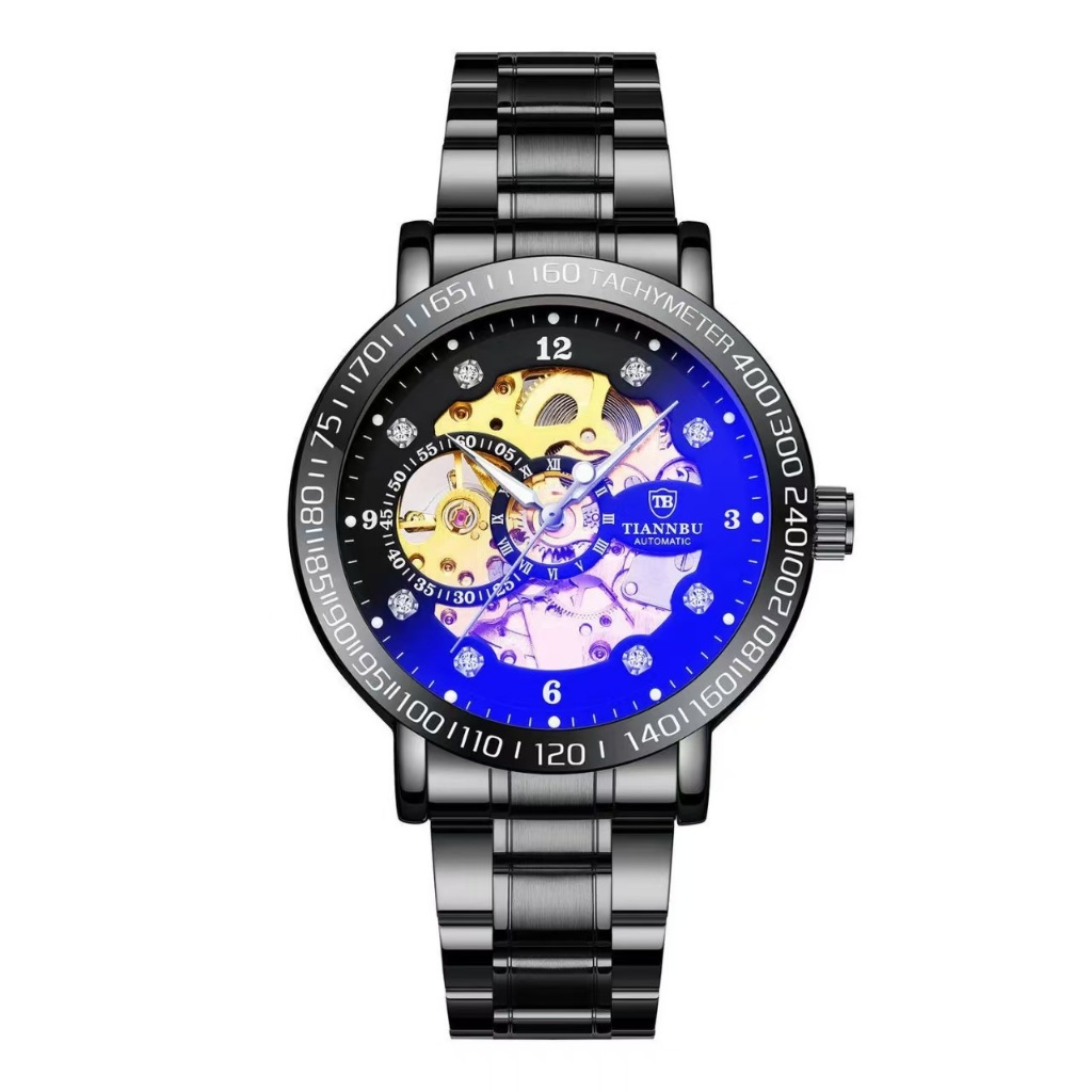 Fully automatic mechanical waterproof luminous hollow tourbillon watch