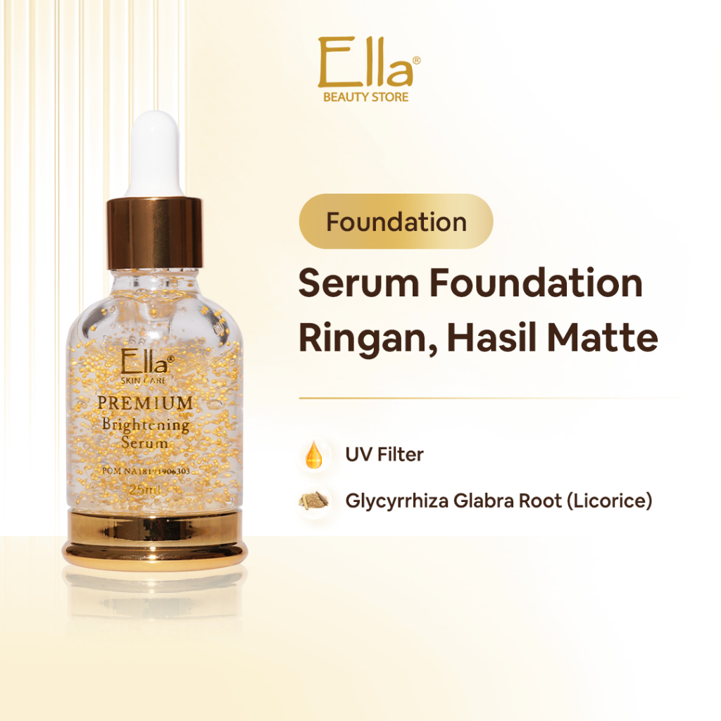 Ella Skincare Premium Foundation Brightening Serum with Sodium Hyaluronate & Licorice Extract - Seru