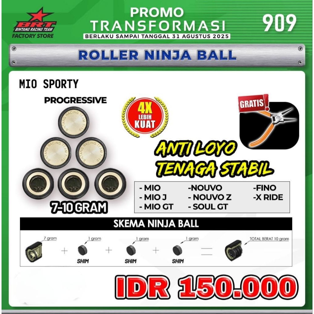 Roller Ninja Ball BRT Mio Sporty - BINTANG RACING TEAM