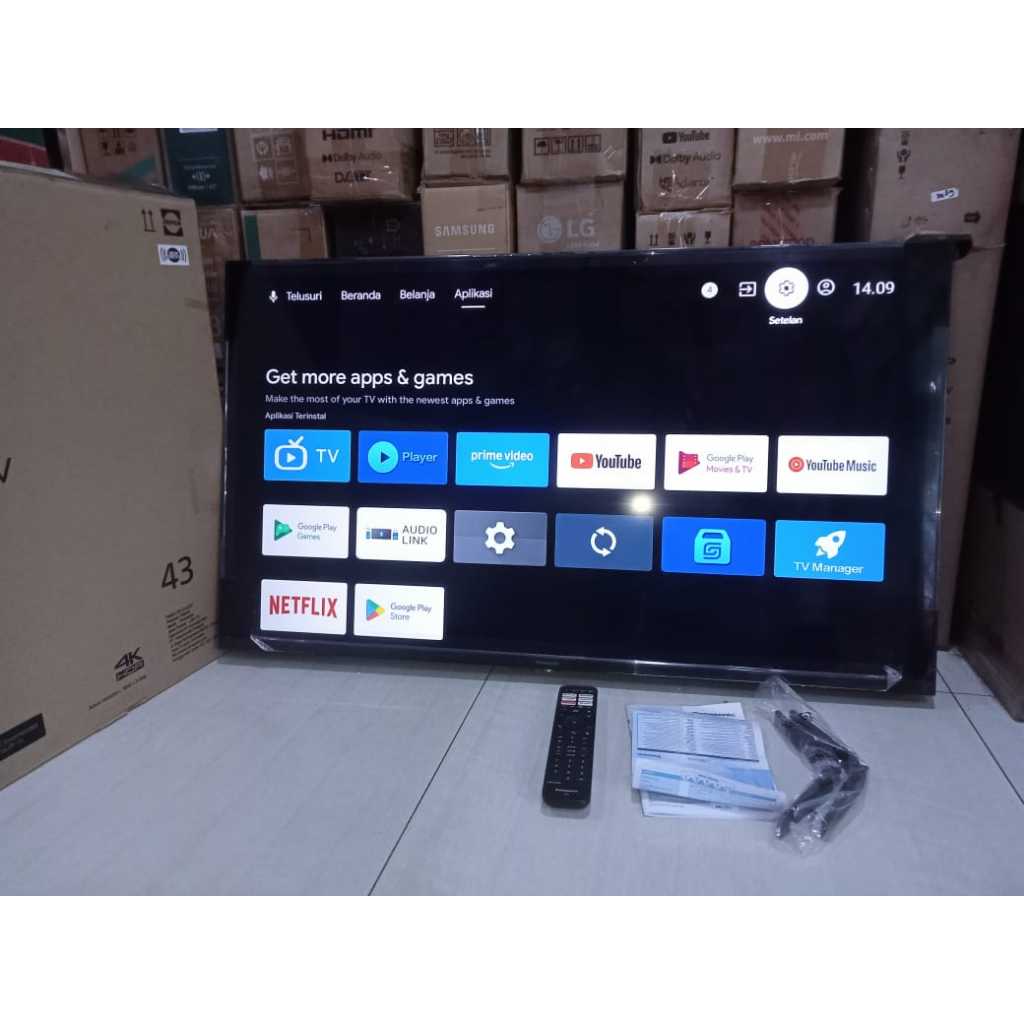 Android TV Panasonic 43 inci 4K UHD Sudah bisa YouTube Digital TV Kondisi bekas pemakaian 6801F