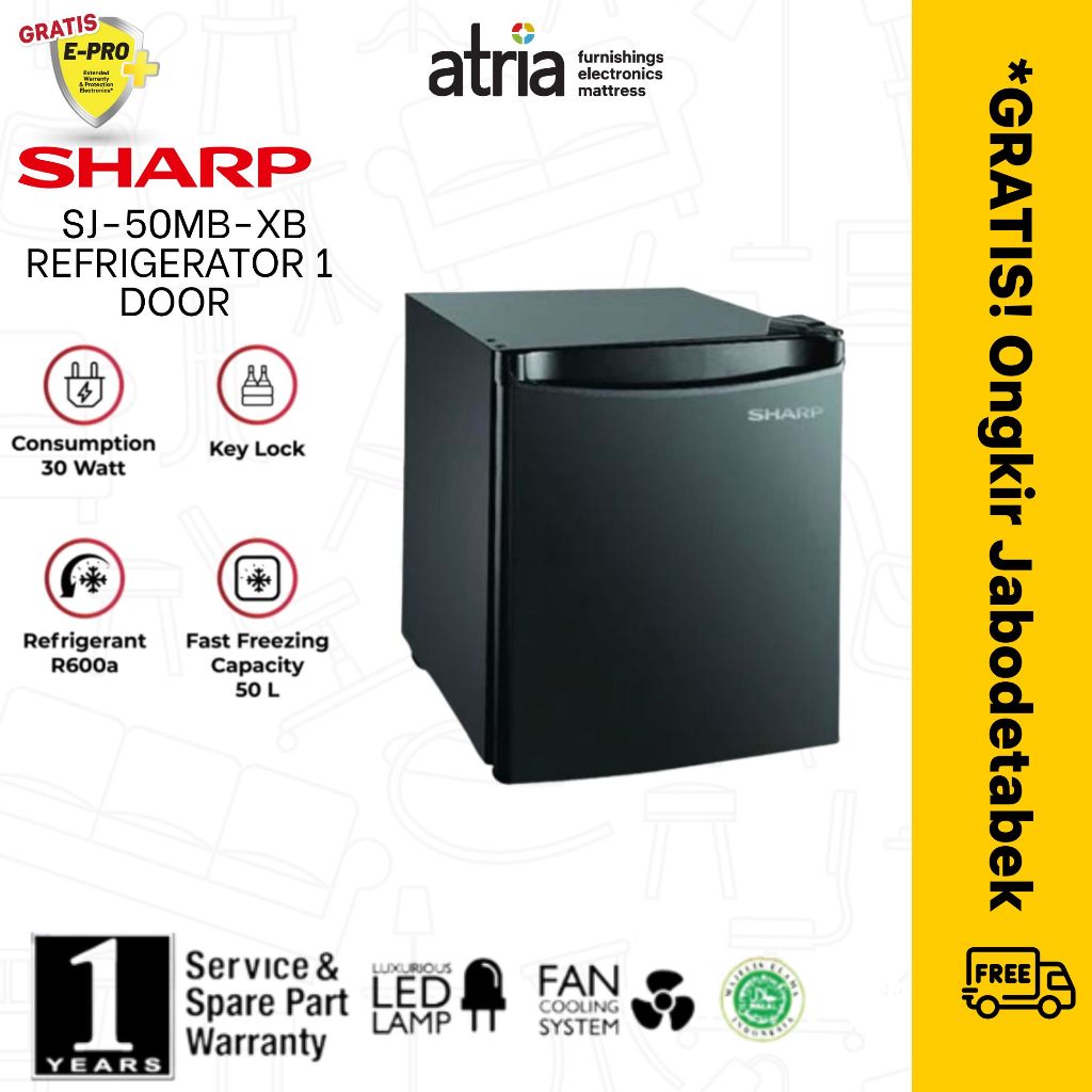 Kulkas Mini Portable SHARP SJ-50MB-XW / SJ-50MB-XB
