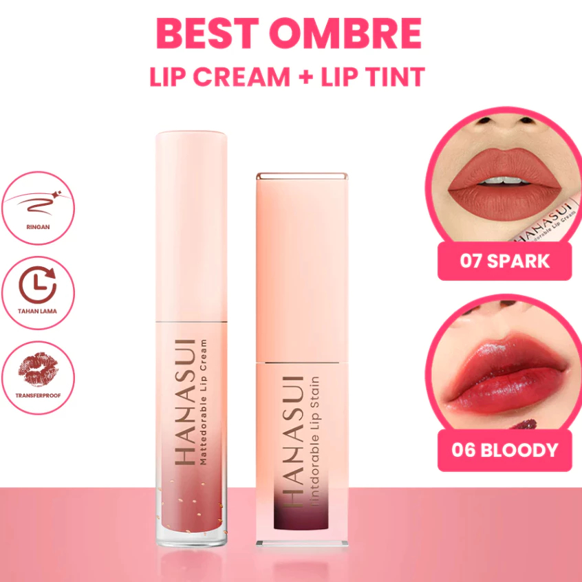 ARMELA - Hanasui Paket Bundling Ombre Lip Cream & Tintdorable Lip Stain