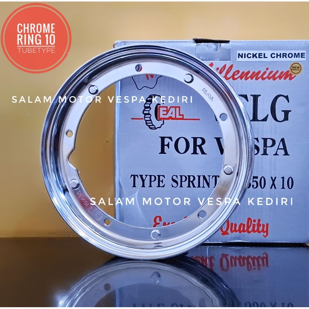 Velg vespa ring 10 chrome EAL velg vespa R10 besi krum sprint px excel exclusive PTS