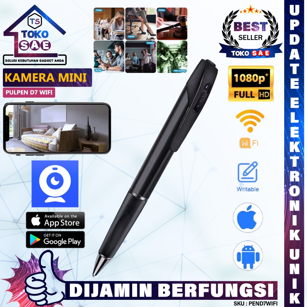 PEND7WIFI Spy Kamera Pulpen Pen WiFi 1080P Pena D7W Hidden Pen Cam Camera Vidio Audio Voice Recorder