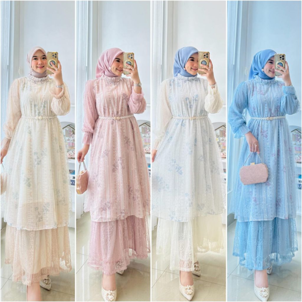 MIRANDHA DRESS TULLE GLITER FREE BELT PREMIUM /GRATIAS /GAMIS RAYA VIRAL /GAMIS PAYET /GAMIS LEBARAN