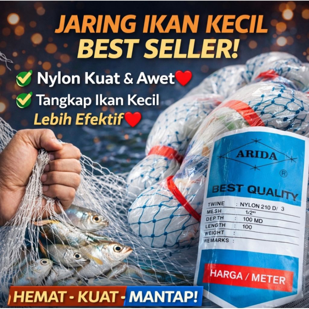 Jaring Nilon Arida ½ Inchi – Bahan Anco / Jala untuk Ikan Kecil