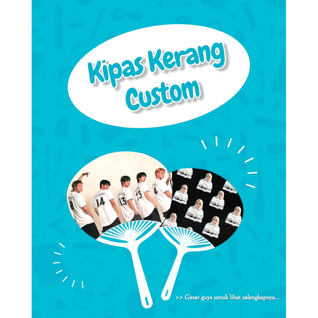 Kipas Kerang Custom/Kipas Custom/ Kipas Tangan custom/ Kipas tangan custom 2 sisi bolak balik