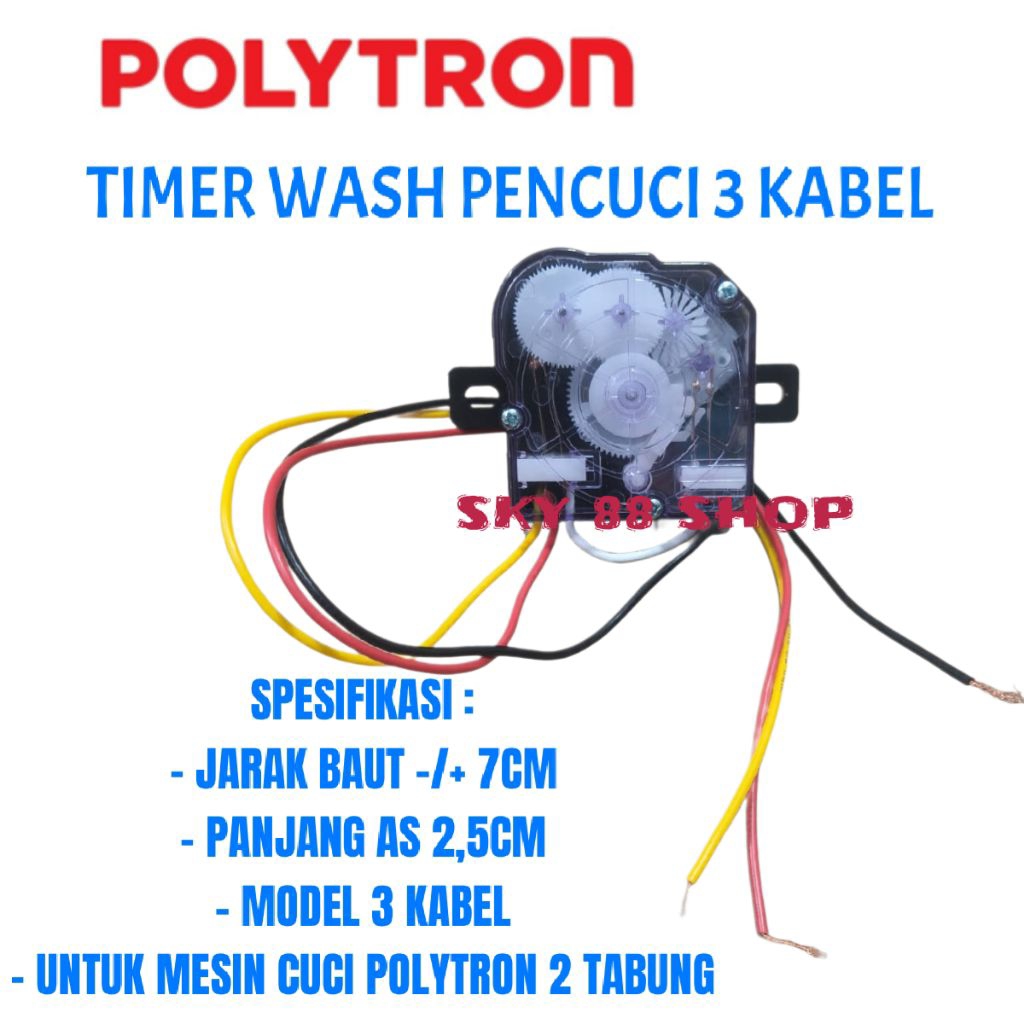 TIMER WASH 3 KABEL MESIN CUCI POLYTRON 2 TABUNG  / TIMER MESIN CUCI