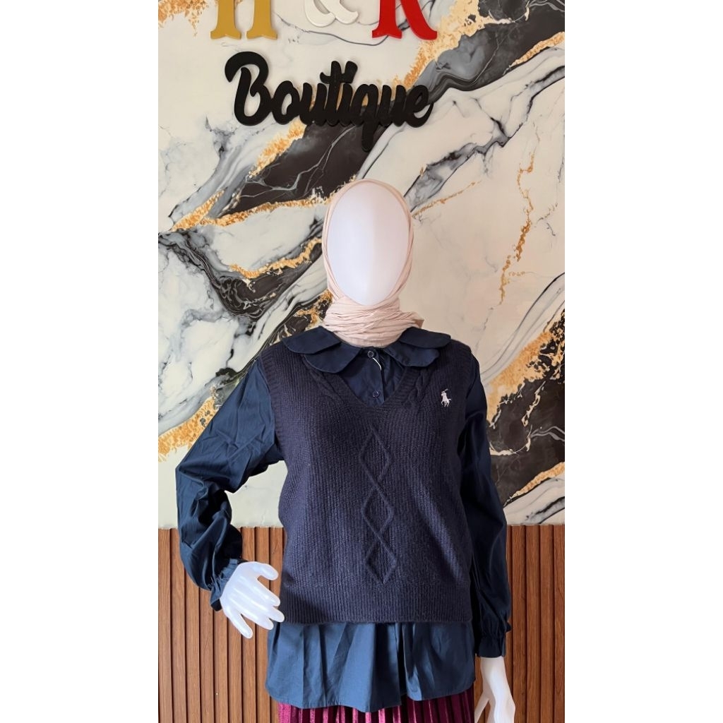 Set Rajut Vest Kemeja/HK Boutique/HerlinHijab