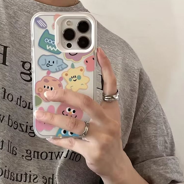 Case iPhone 11,12,13 SoCool motif emoticon,Case cocok untuk iPhone 11 basic,Casing transparan stylis