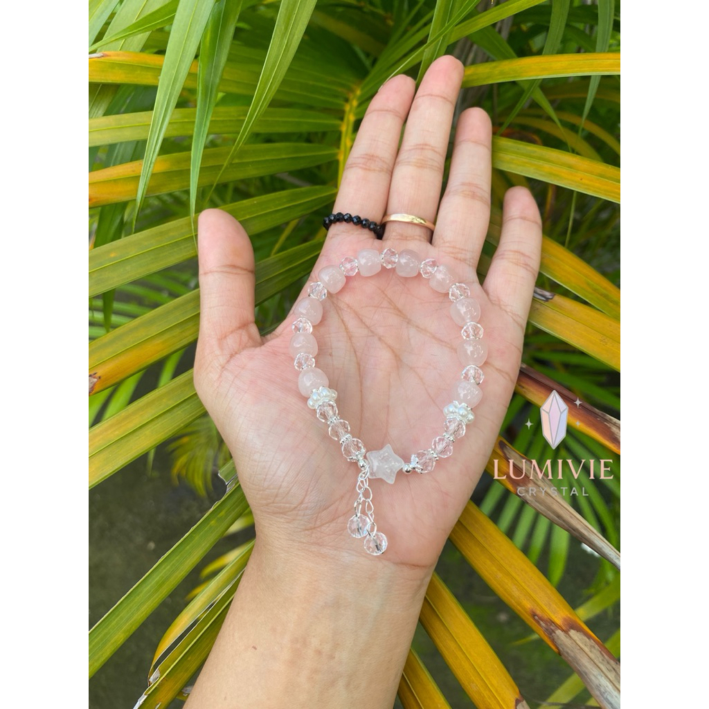 gelang batu alam asli ROSE QUARTZ