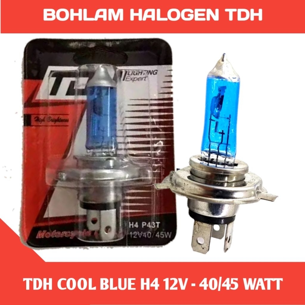 Bohlam Lampu Depan Halogen TDH Blue H4 12 Volt Motor Vixion , RX King , Byson  , Headlamp TDH Blue H