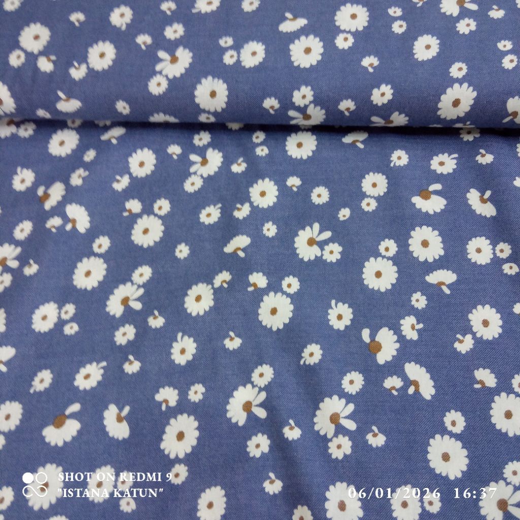 KAIN COTTON CEMREY TWILL PREMIUM BUNGA BDS BRU