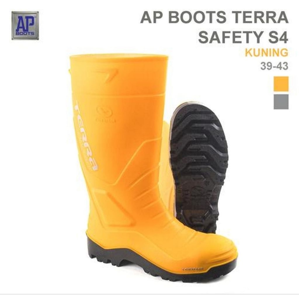 AP BOOTS SAFETY TERRA S4 KUNING 100% ORI - Sepatu boot tinggi safety aman dan nyaman disegala medan