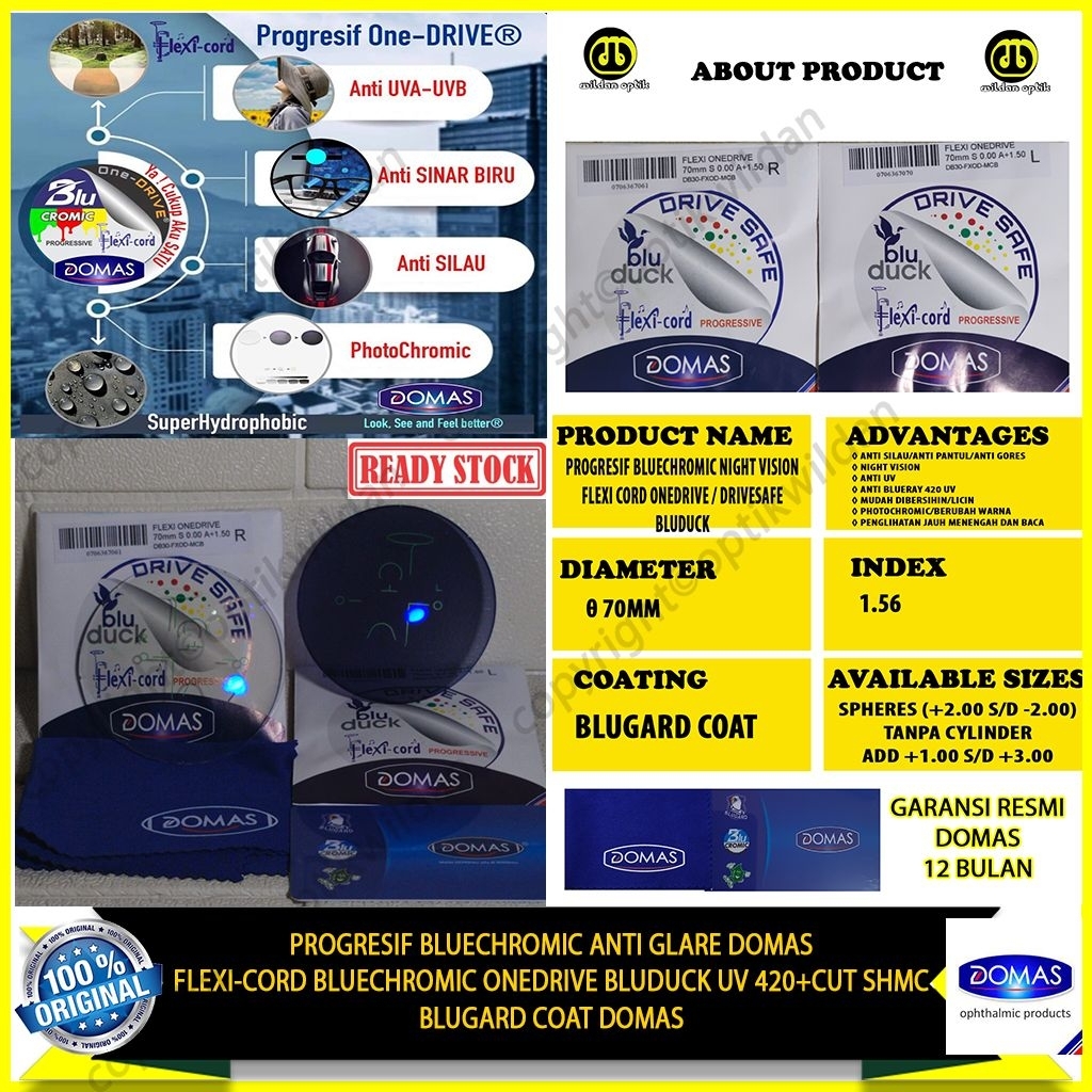 DOMAS PROGRESIF FLEXI CORD BLUECHROMIC DRIVE SAFE/BLUDUCK 420 UV BLUGARD COAT