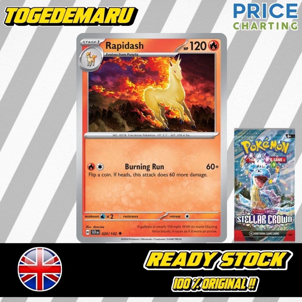 Kartu Pokemon TCG Inggris Rapidash SCR 020/142 U