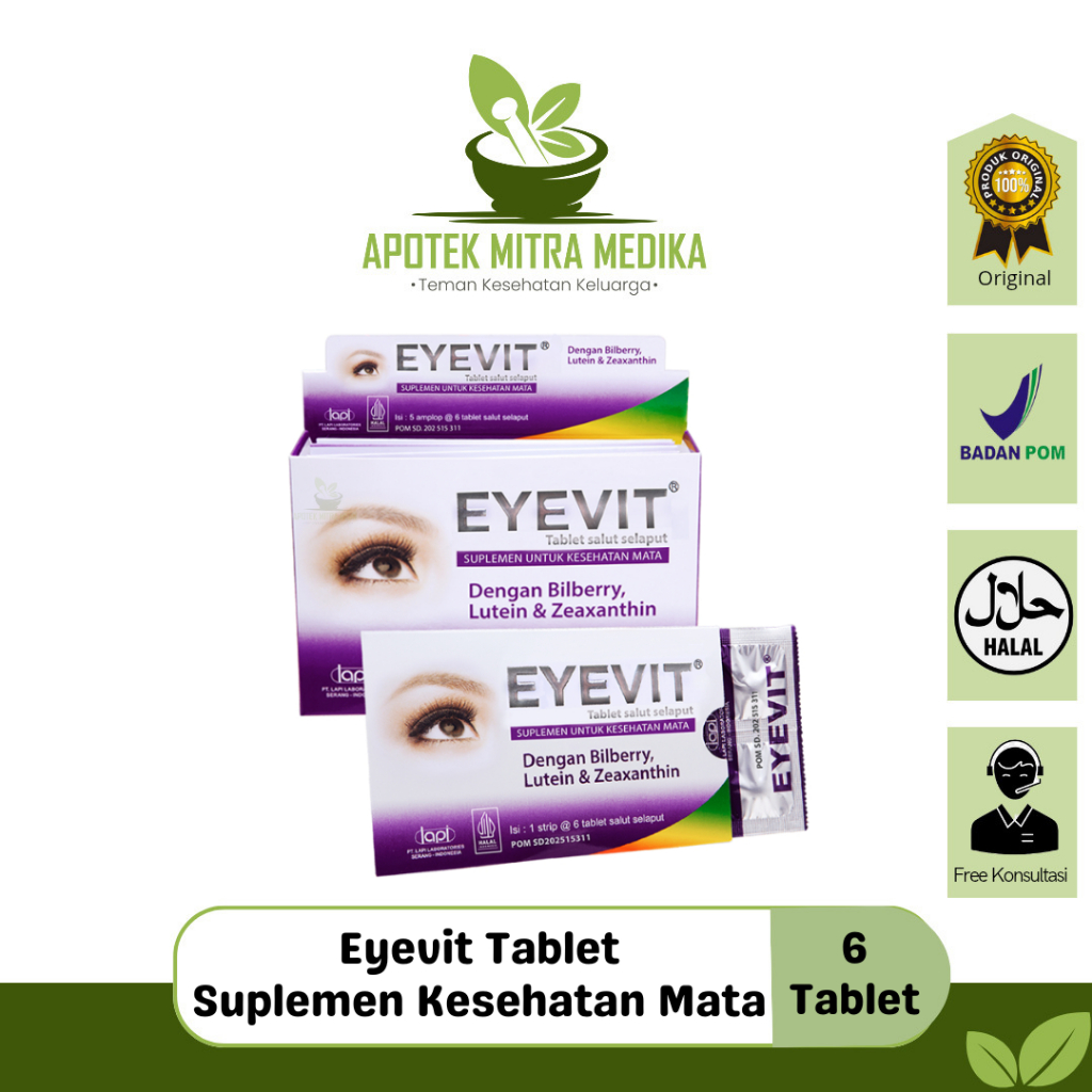 Eyevit Tablet Vitamin Mata / Memelihara Kesehatan Mata Dewasa - 6 Tablet