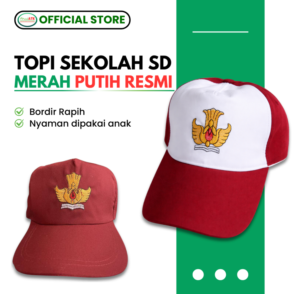Topi SD Merah Putih Resmi Nyaman Dipakai / Topi SD Bordir / Topi SD Merah Putih / Topi SD Merah