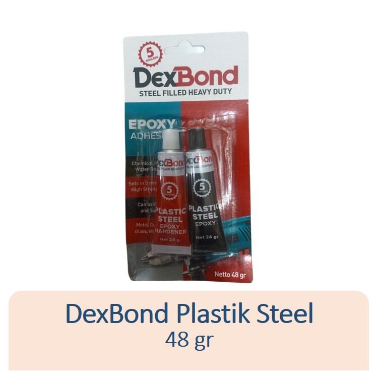 Dexbond Plastik Steel 48 gr/ Lem Epoxy Dexbond / Lem Besi/ Lem Dexbond 5 Menit/ Lem Hitam Putih / Le