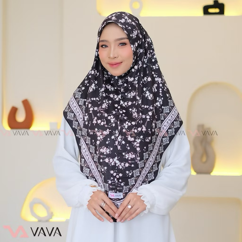 VAVA Hijab - Sakura Motif Jilbab Khimar Malay Printing Sublim Non Pet Instan Syari Kerudung Muslim P