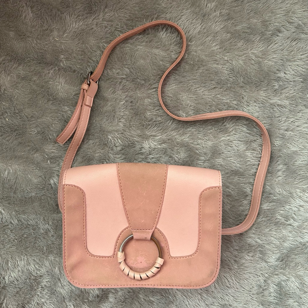 (PL) Tas Selempang Wanita Warna Dusty Pink Minimalis Elegan
