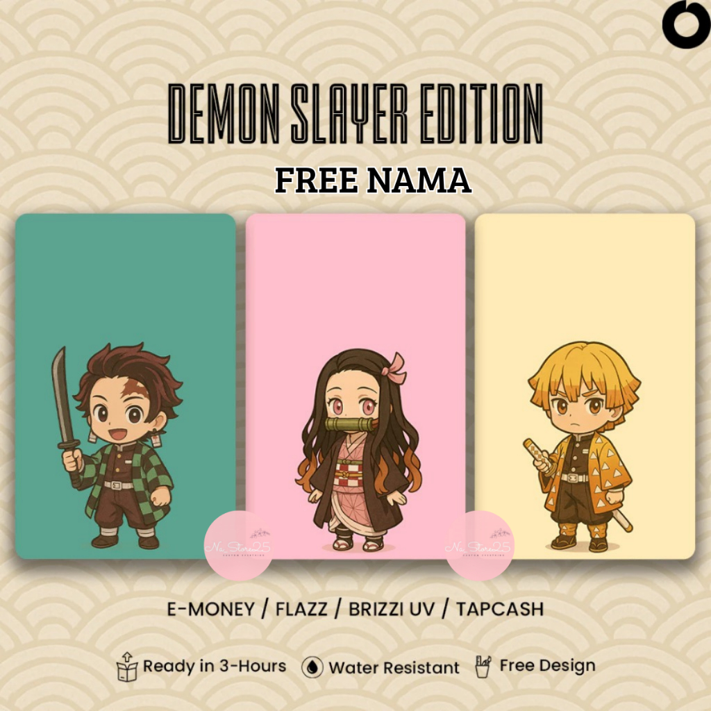E-Money / E-Toll / Flazz / Brizzi / Tap Cash Custom Karakter Demon Slayer Tanjiro Nezuko Zenitsu