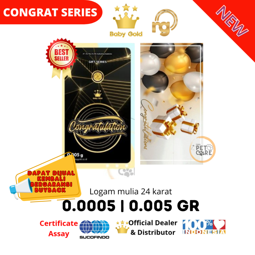 BABY GOLD RICHGOLD edisi CONGRATULATION 0.0005 | 0.005Gr Logam Mulia Emas Mini