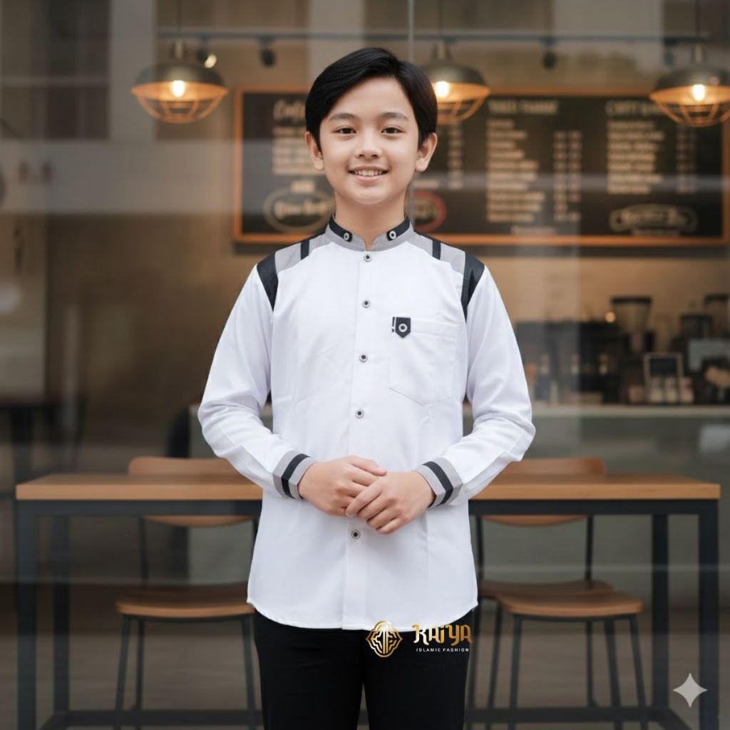 Baju Koko Anak SD SMP Lengan Panjang – Bisa COD – Warna Putih Marun Coklat Dan Navi – Bahan Adem Nya