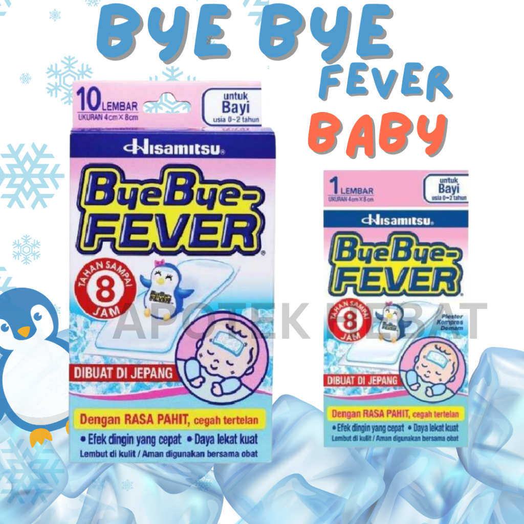Bye Bye Fever Bayi per lembar Plester Kompres Demam Kompres Penurun Panas Kompres Bayi Kompres Anak