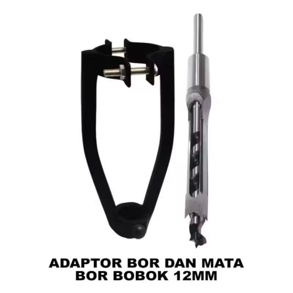 Adaptor Bor Bobok Kayu + Mata Bobok 12 mm | Alat Pahat Kayu Manual Pakai Bor
