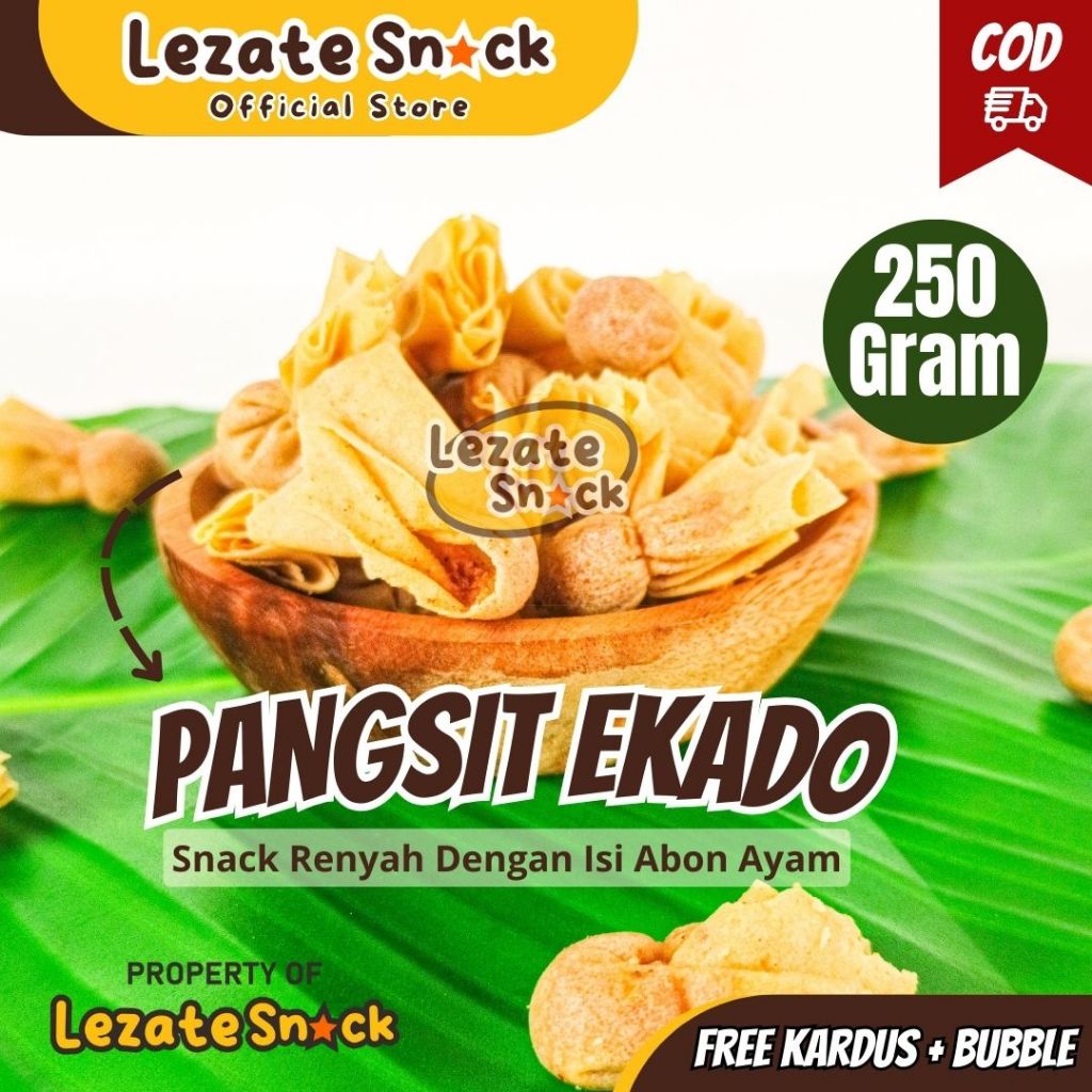 Keripik Pangsit Ekado Abon Ayam 250gr Enak Murah / Pangsit Bawang Ekado Merk Sarikaya Kue Lebaran Ja