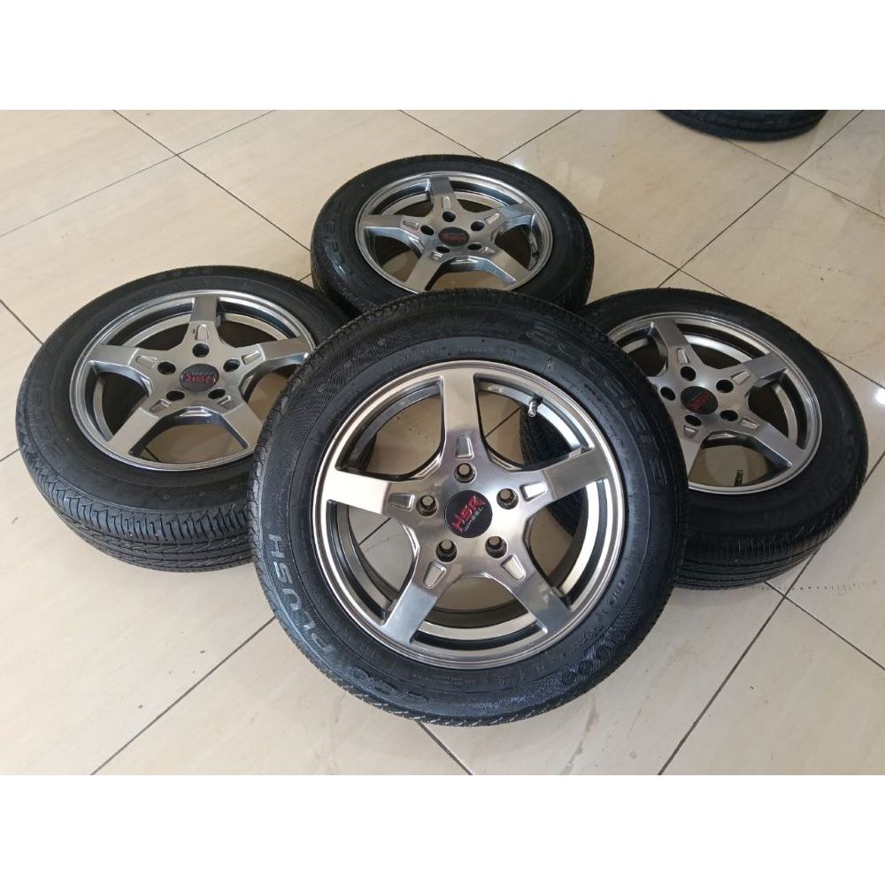 VELG RACING MURAH BEKAS HSR PENTE RING 15 LEBAR 6,5 INCH PCD 5 X 114,3 OFFSET 42 WARNA HYPER GREY + 