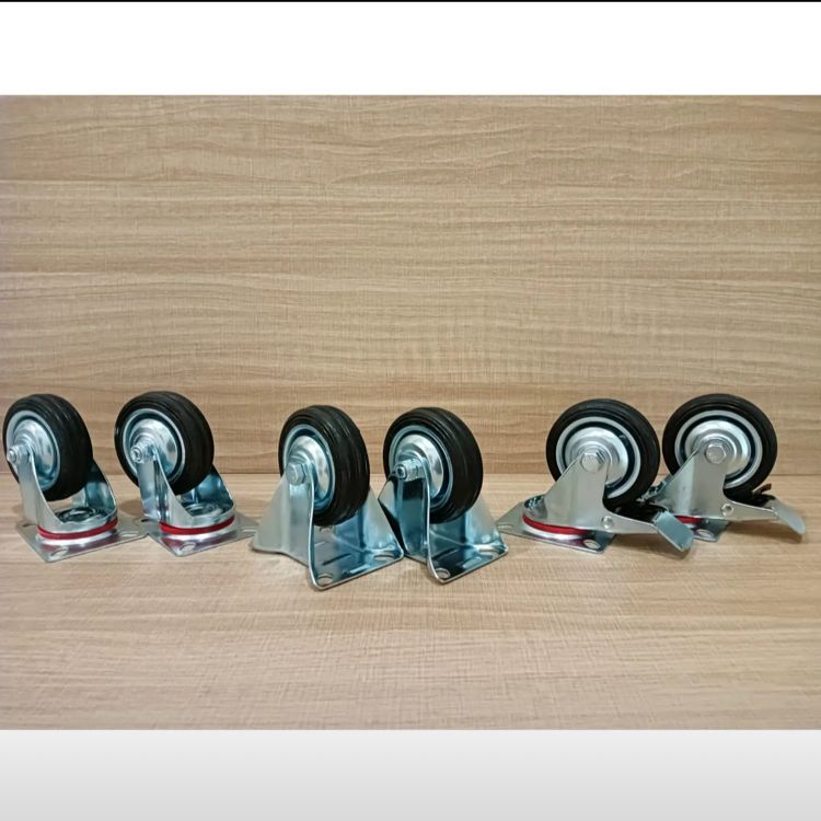 Roda Karet Troli / Roda Caster Mati / Hidup / Rem 3"