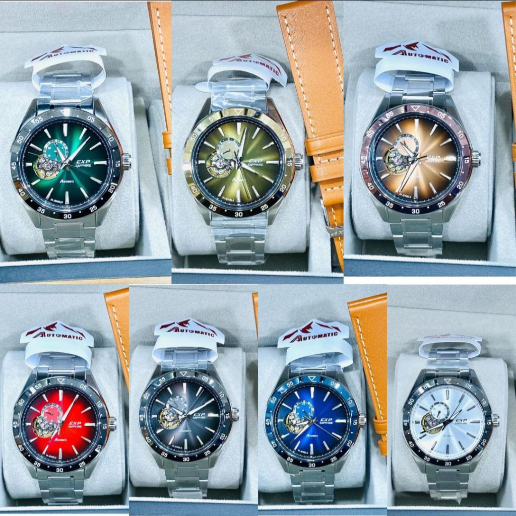 JAM TANGAN PRIA EXPEDITION E 6858 E 6858 EXP -6858 AUTOMATIC ORIGINAL-SILVER RED