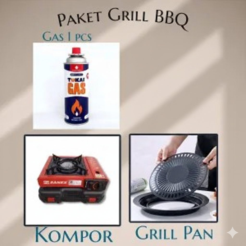 Paket Grill BBQ Kompor portable + Panggangan Grill + Gas Portable