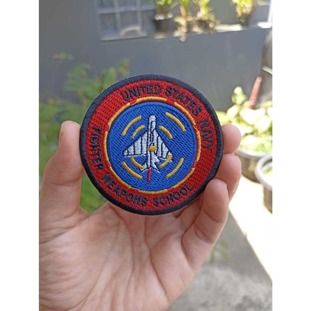 Emblem Patch Bordir Bulat Karakter Top Gun UNITED STATES NAVY