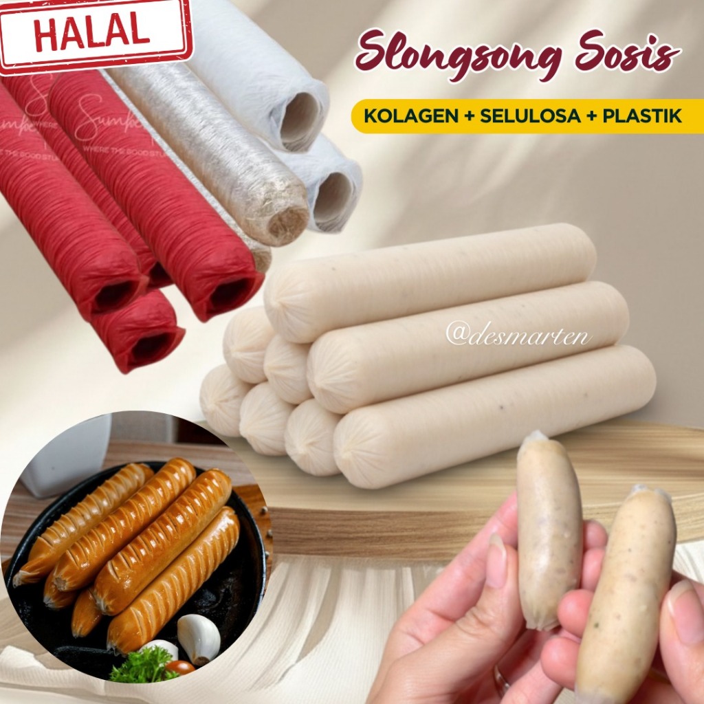 Halal Kolagen Sosis Casing Jumbo Eco Pack Selongsong Plastik Pembungkus Sosis Membuat Sosis Home Mad