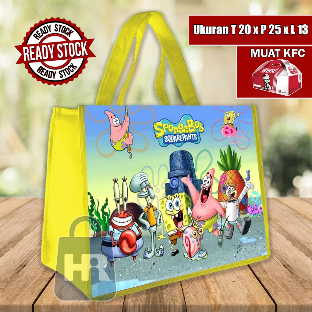 READY STOK TAS ULANG TAHUN / TAS ULTAH SPONGEBOB / TAS ULTAH UKURAN KFC / TAS ULTAH TERLARIS / TAS S
