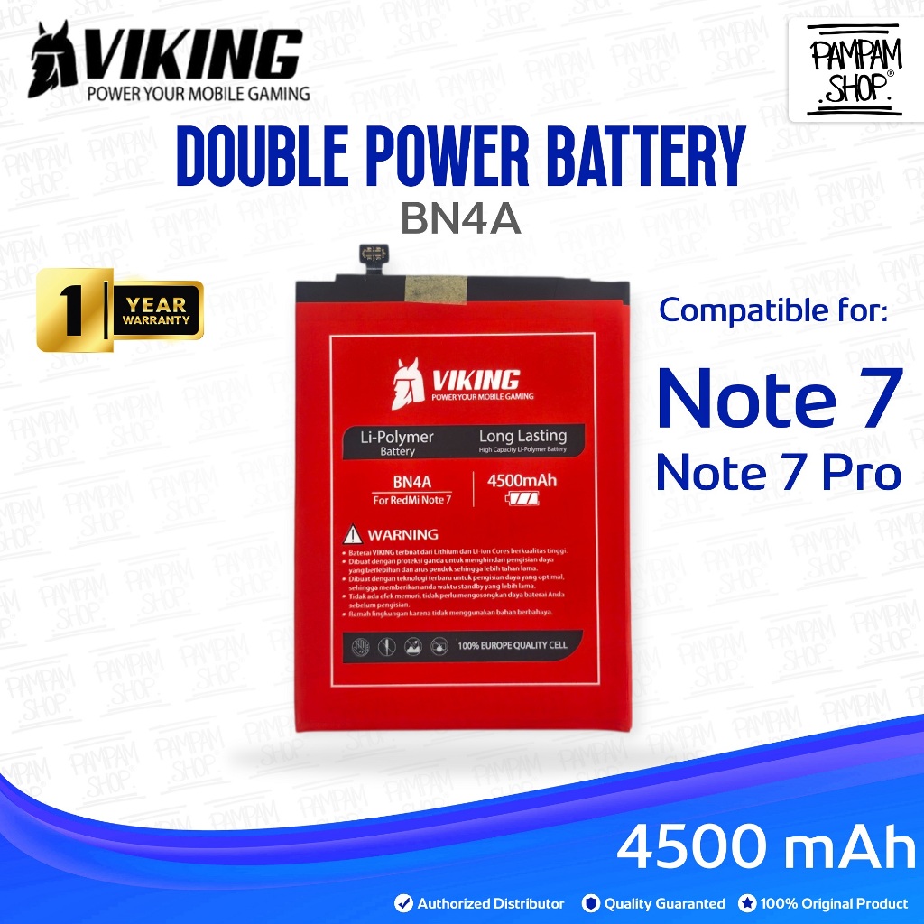 Baterai VIKING Double Power Original XiaoMi Redmi Note 7 / Note 7 Pro BN4A Batre Batrai Battery Hand