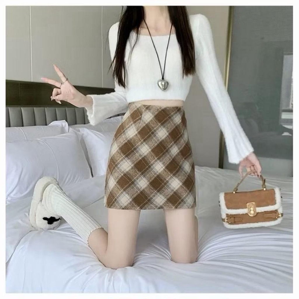 ROK KOREA KOTAK KOTAK ALLSIZE WANITA MINI